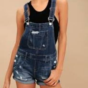 Blank NYC Alter Ego Distressed Short Overalls